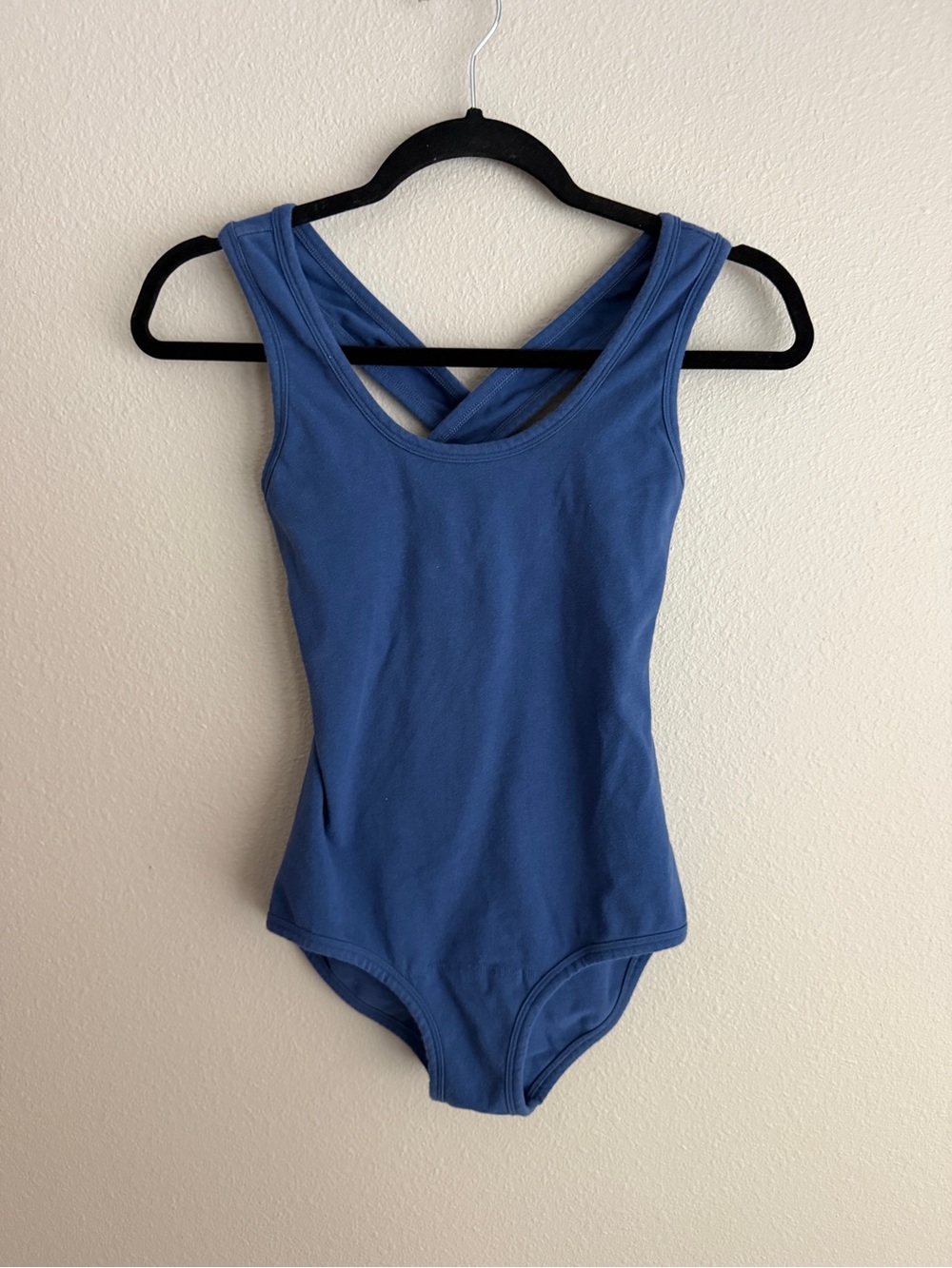 ARQ Sz M Cleo Leo Organic Cotton Bodysuit Tank River Blue Criss Cross Back